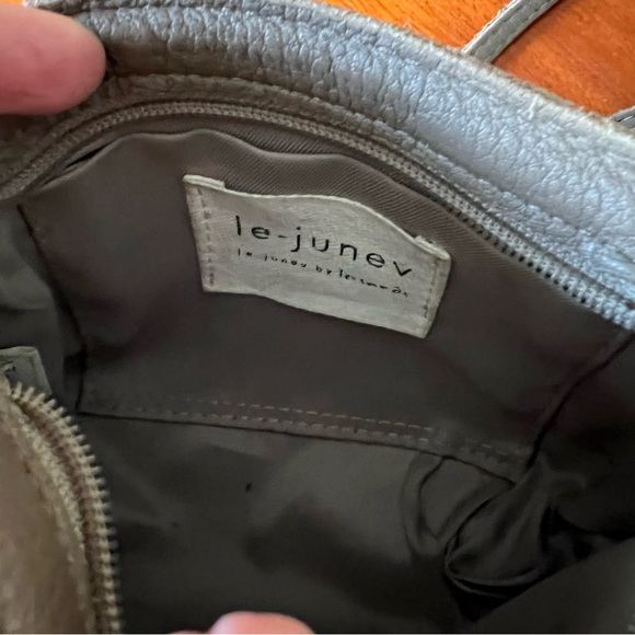 Le-Junev Chic Gray Leather Mini Crossbody Bag - Picture 7 of 10